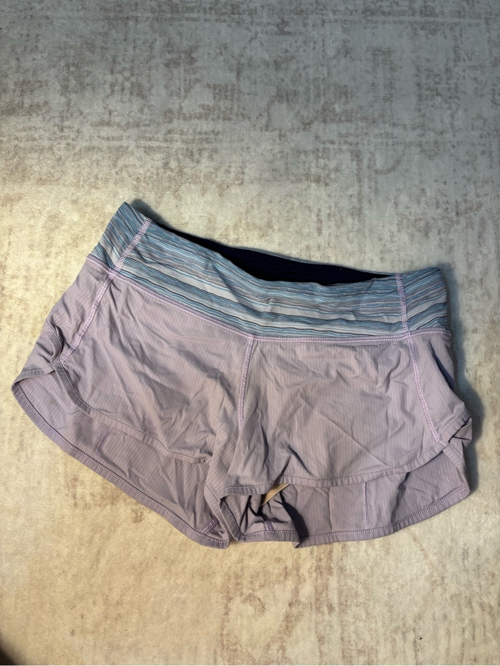 Lululemon Lavender Active Shorts with Striped Waistband